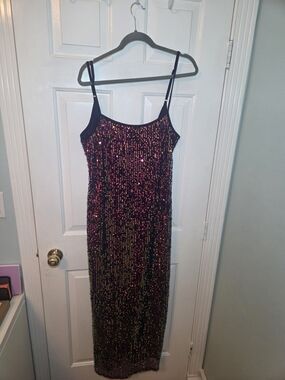 Sequin Spaghetti Strap Maxi Dress - Multicolor